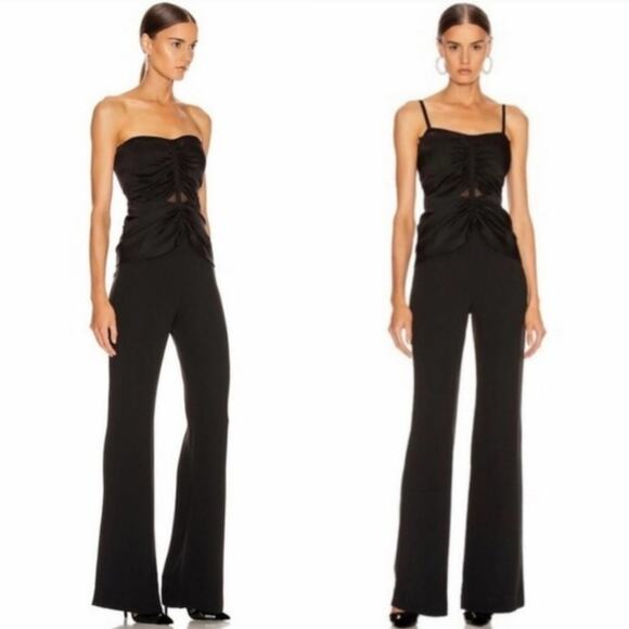JONATHAN SIMKHAI Ruched‎ Strapless Jumpsuit Size 4 Black Minimalist Formal - Picture 1 of 16